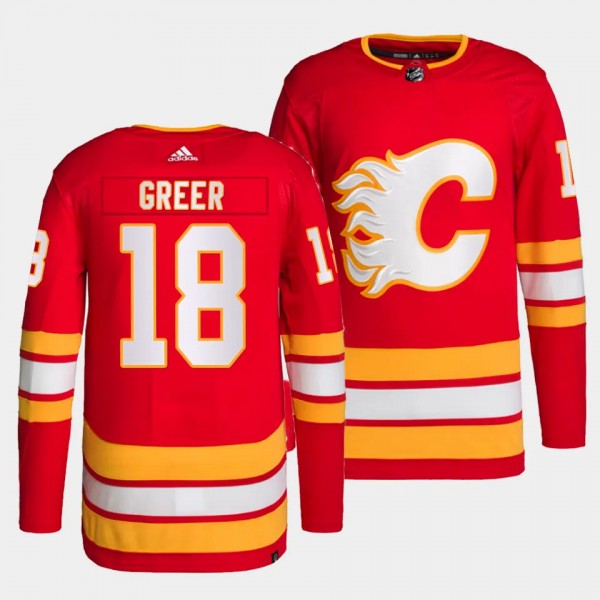 A.J. Greer Calgary Flames Home Red #18 Primegreen Authentic Pro Jersey Men's
