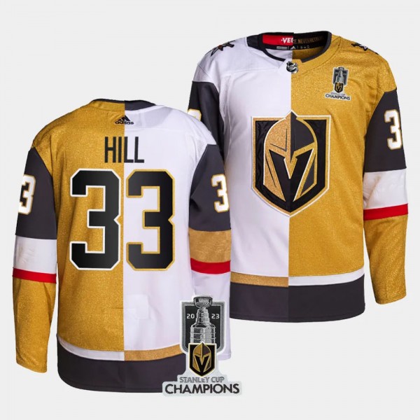 2023 Stanley Cup Champions Adin Hill Vegas Golden Knights White Gold #33 Split Jersey