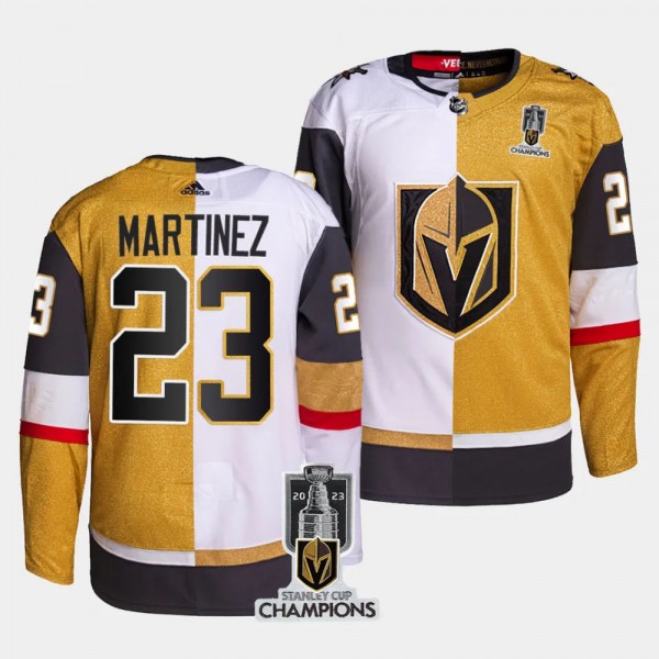 2023 Stanley Cup Champions Alec Martinez Vegas Golden Knights White Gold #23 Split Jersey