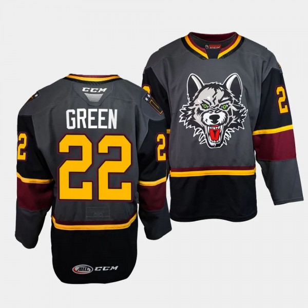 Alex Green Chicago Wolves #22 Grey AHL Storm Alter...
