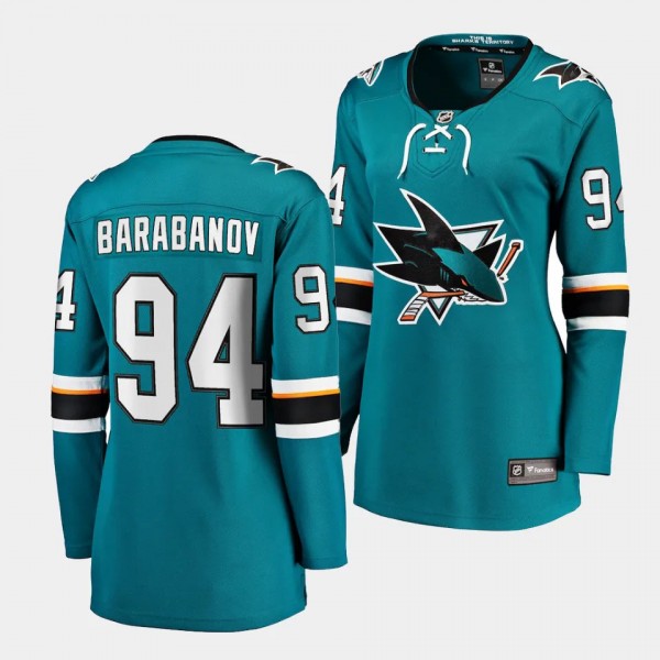 Alexander Barabanov San Jose Sharks Home Women Breakaway Player 94 Jersey