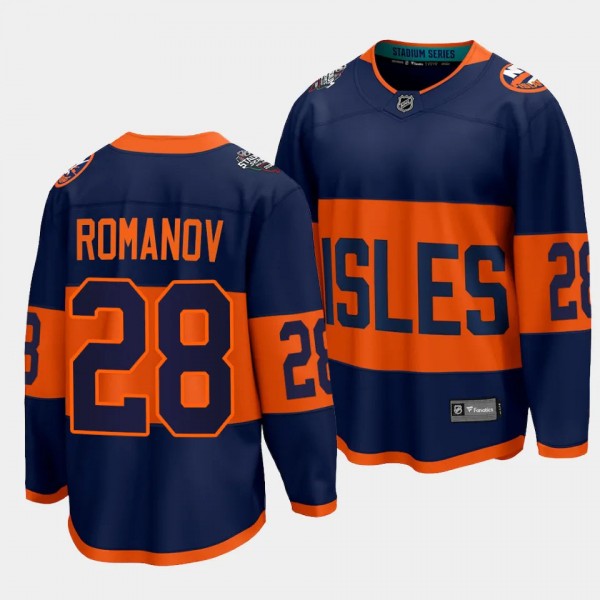 New York Islanders Alexander Romanov 2024 NHL Stadium Series Navy Breakaway Player Jersey Men's