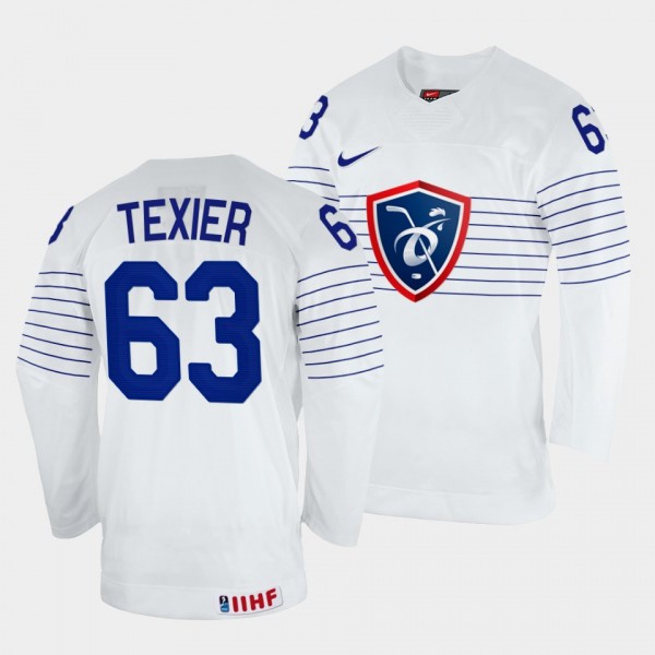 France 2022 IIHF World Championship Alexandre Texier #63 White Jersey Home