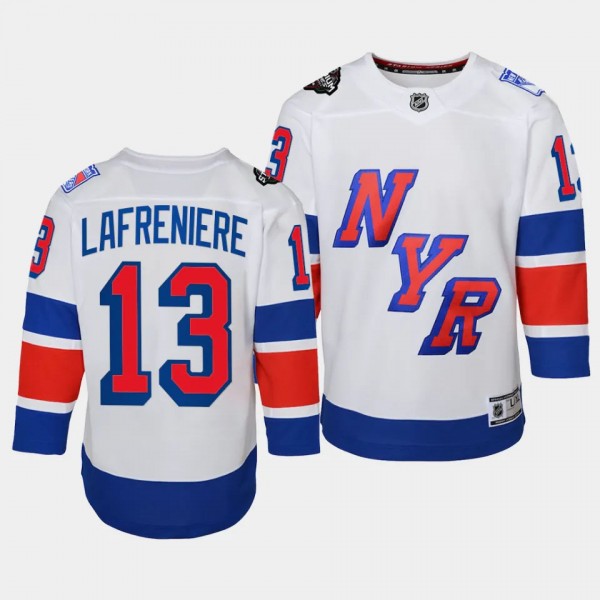 Alexis Lafreniere New York Rangers Youth Jersey 2024 NHL Stadium Series White Premier Player Jersey