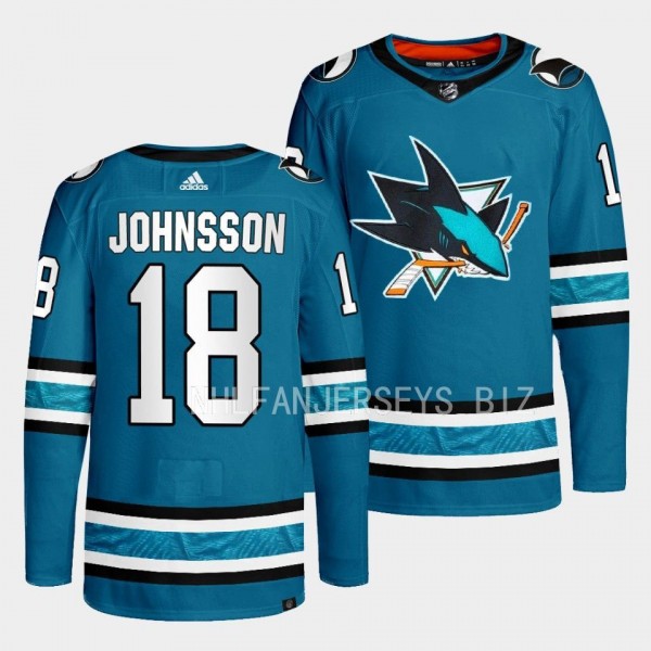 San Jose Sharks Home Andreas Johnsson #18 Blue Jersey 2022-23 Authentic Primegreen