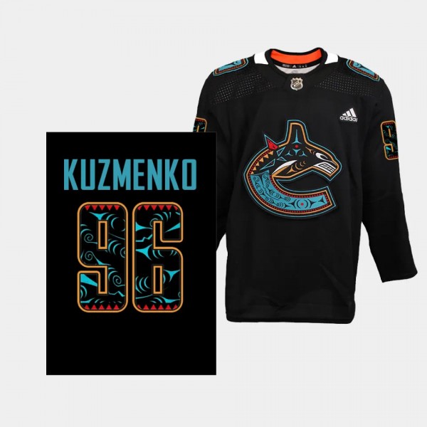 Vancouver Canucks First Nations 2023 Andrei Kuzmenko #96 Black Jersey Special Edition