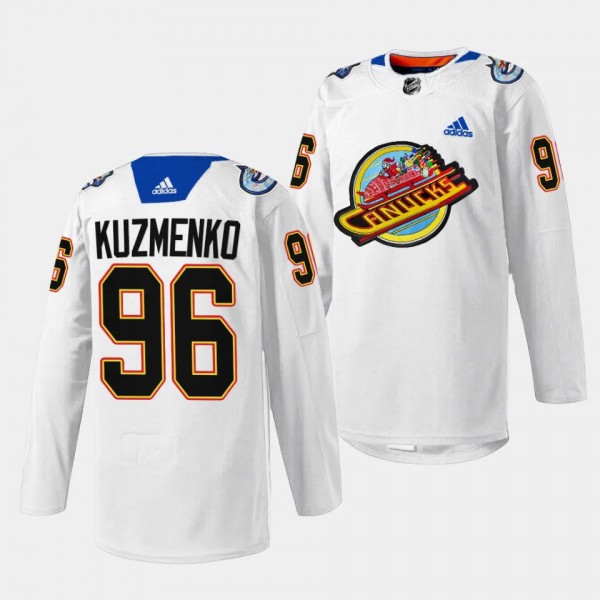 Christmas Night Andrei Kuzmenko Vancouver Canucks White #96 Pre-game Sweater Jersey 2023