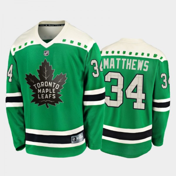 Fanatics Auston Matthews #34 Maple Leafs 2020 St. Patrick's Day Replica Player Jersey Green