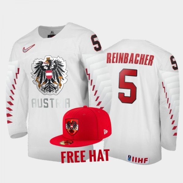 David Reinbacher Austria Hockey White Free Hat Jer...