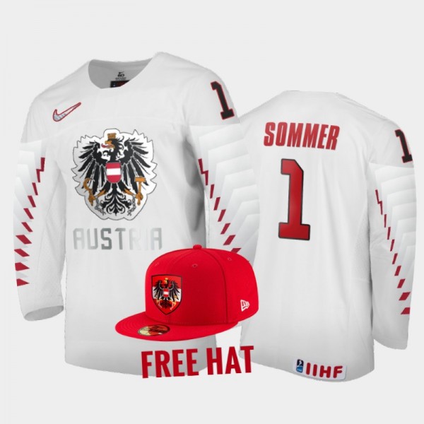 Leon Sommer Austria Hockey White Free Hat Jersey 2...
