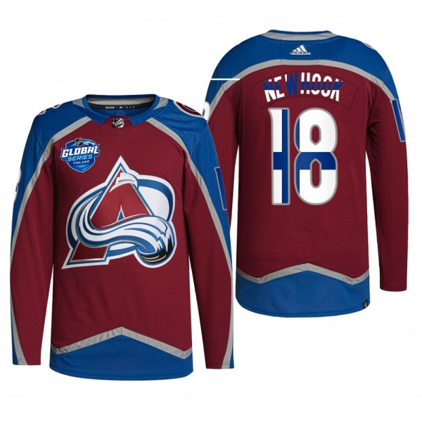 Alex Newhook Avalanche 2022 NHL Global Series Finland Edition Jersey Burgundy