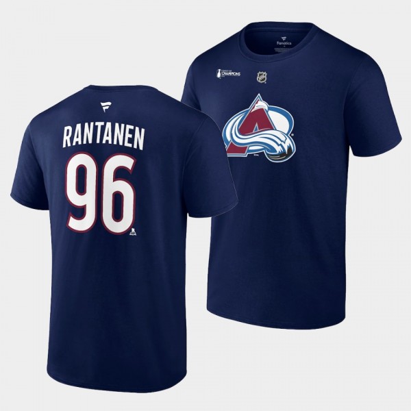 Mikko Rantanen Colorado Avalanche 2022 Stanley Cup Champions Navy Authentic Stack T-Shirt #96