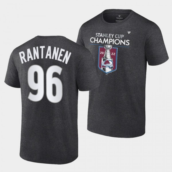 Colorado Avalanche 2022 Stanley Cup Champions Mikko Rantanen #96 Charcoal T-Shirt Locker Room