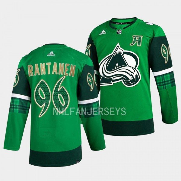 2023 St. Patricks Day Mikko Rantanen Colorado Avalanche #96 Green Primegreen Authentic Jersey