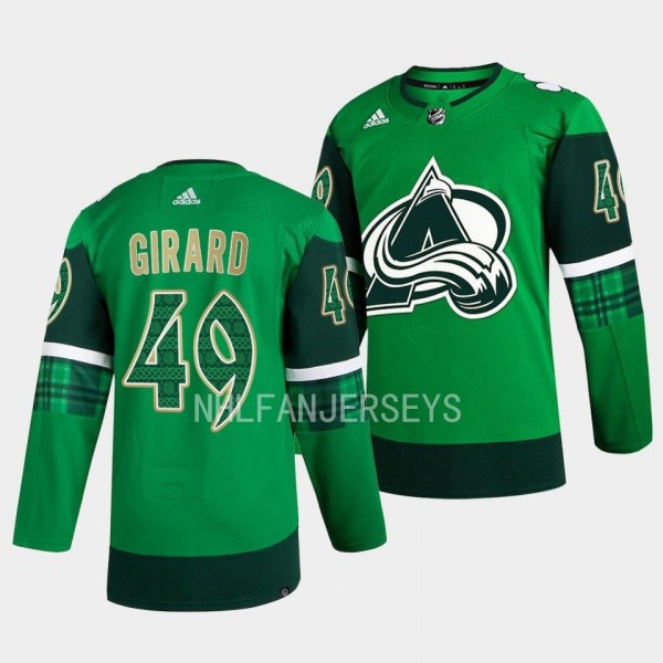 2023 St. Patricks Day Sam Girard Colorado Avalanche #49 Green Primegreen Authentic Jersey