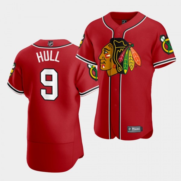 Bobby Hull Chicago Blackhawks 2020 NHL X MLB Crossover Edition Red Baseball Jersey