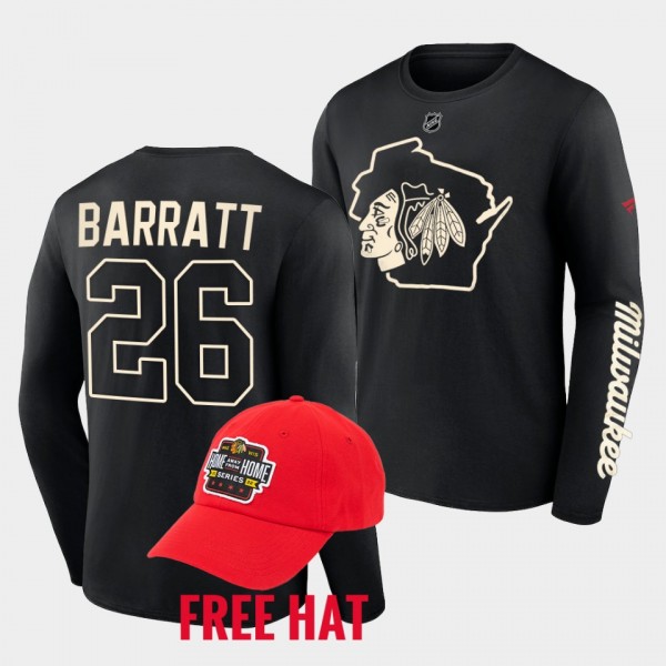 Evan Barratt Milwaukee Home Away From Home Chicago Blackhawks Black T-Shirt Hat