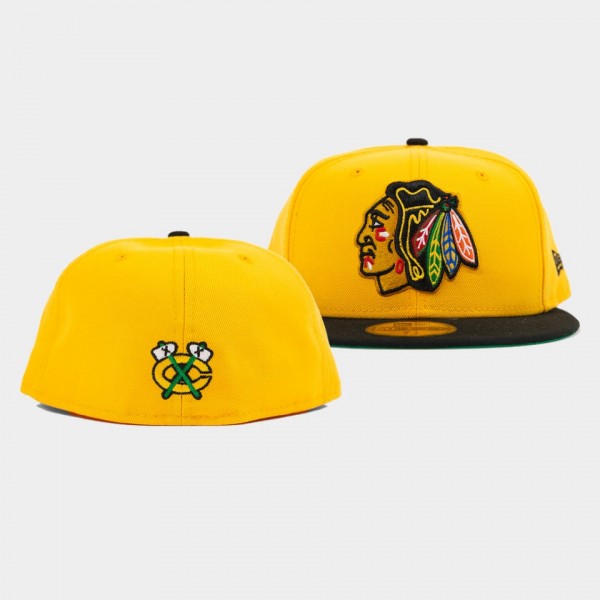 Chicago Blackhawks Limited Edition Unisex Gold 5950 Fitted Cap Hat