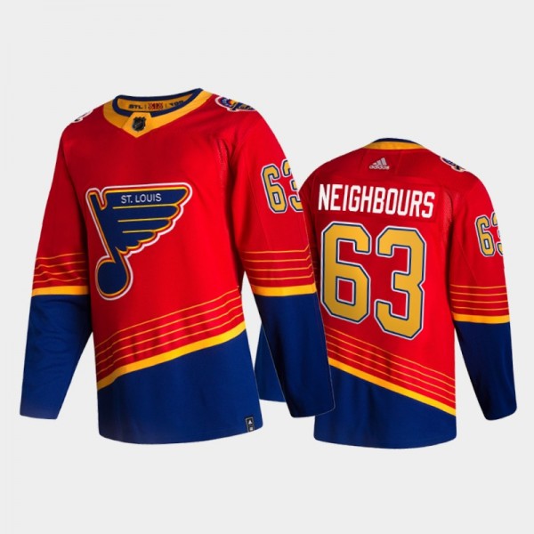 St. Louis Blues Jake Neighbours #63 2021 Reverse Retro Red Special Edition Jersey