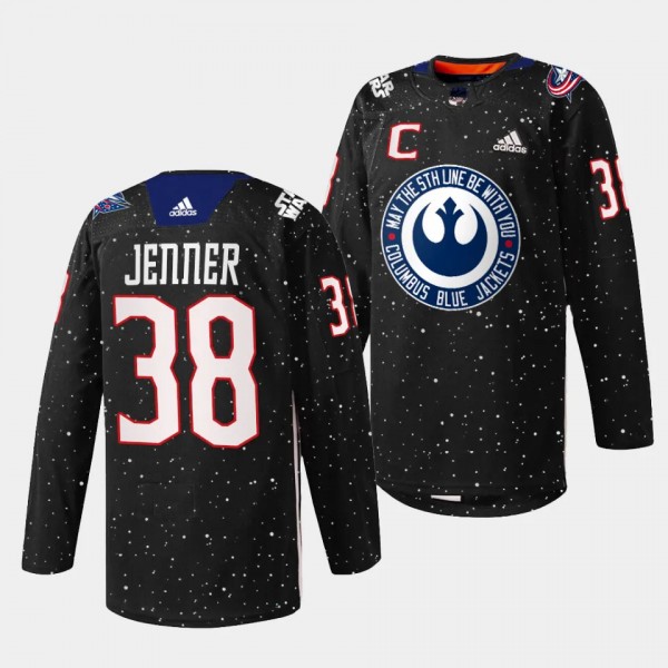 Columbus Blue Jackets 2023 Star Wars Boone Jenner #38 Black Jersey Exclusive Edition