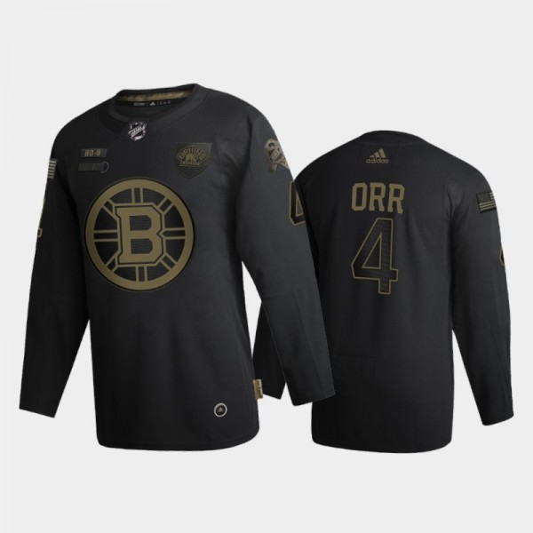 Men Boston Bruins Bobby Orr #4 2020 Veterans Day Authentic Black Jersey