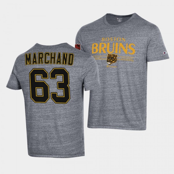 Boston Bruins Champion Brad Marchand #63 Gray T-Shirt Tri-Blend
