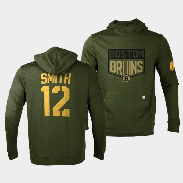 Craig Smith Boston Bruins 2022 Salute to Service Olive Levelwear Hoodie