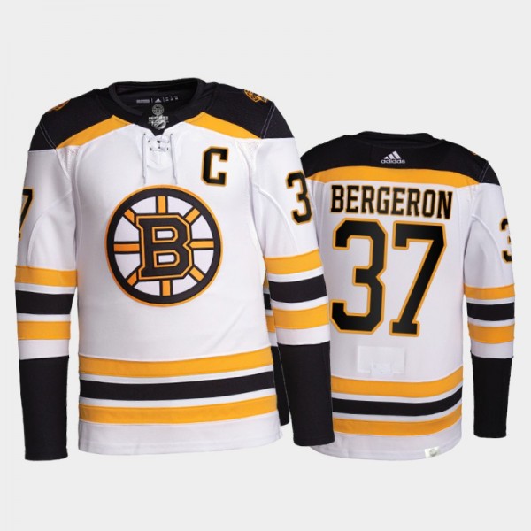 2021-22 Boston Bruins Patrice Bergeron Pro Authentic Jersey White Away Uniform