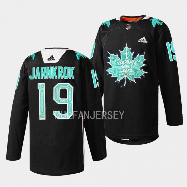 Toronto Maple Leafs 2023 Indigenous Celebration Game Calle Jarnkrok #19 Black Jersey Warmup Sweater