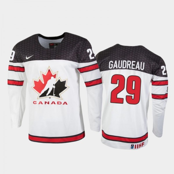 Men's Canada 2021 IIHF U18 World Championship Benjamin Gaudreau #29 White Jersey