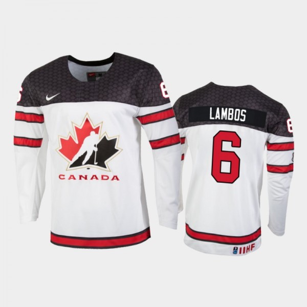 Carson Lambos Canada Hockey White Home Jersey 2022...