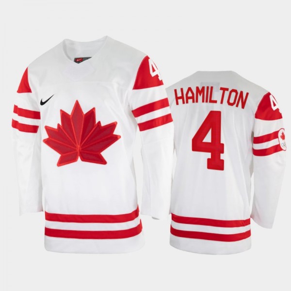 Canada Hockey Dougie Hamilton 2022 Beijing Winter Olympic White Home Jersey #4