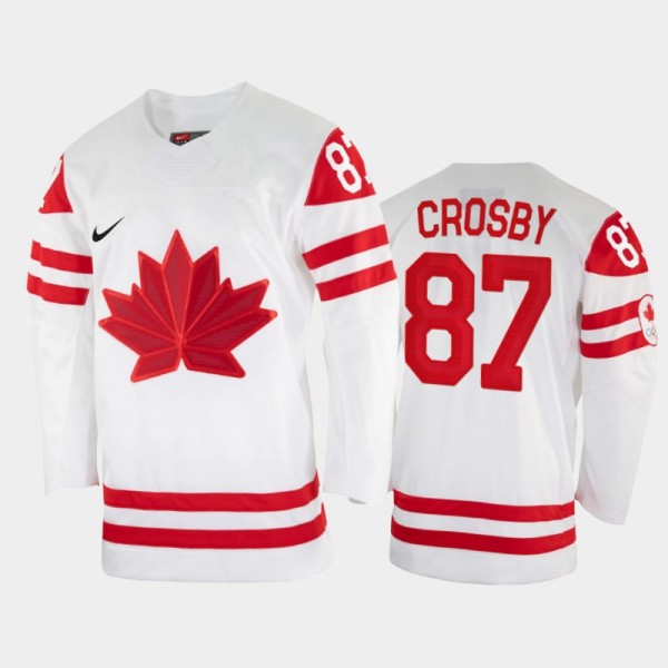 Canada Hockey Sidney Crosby 2022 Beijing Winter Olympic White Home Rrplica Jersey #87