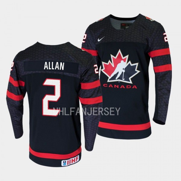 Nolan Allan 2023 IIHF World Junior Champions Canada #2 Black Jersey Men