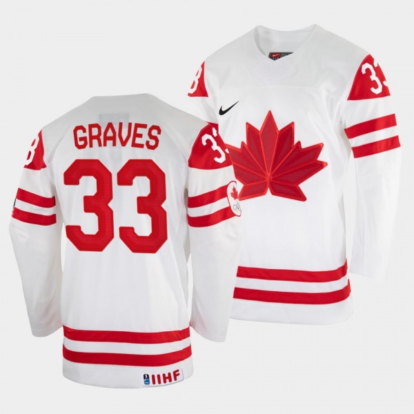 Ryan Graves 2022 IIHF World Championship Canada Hockey #33 White Jersey Home