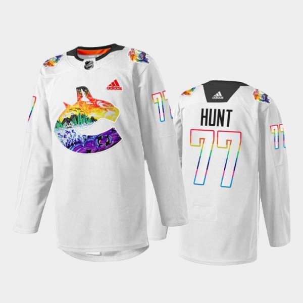 Brad Hunt Vancouver Canucks Pride Night Jersey Whi...