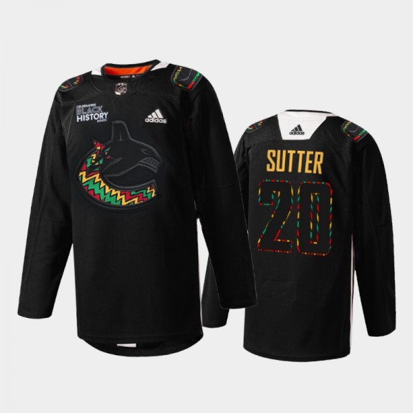 Brandon Sutter Vancouver Canucks Black History Month 2022 Jersey Black #20 Kente-inspired