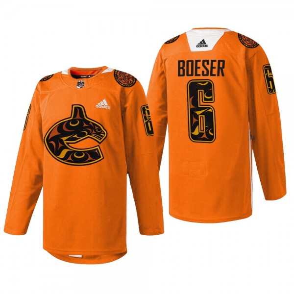 Vancouver Canucks Brock Boeser #6 2022 First Nations Night Jersey Orange Every Child Matters
