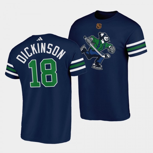 Vancouver Canucks Reverse Retro Jason Dickinson #18 Navy T-Shirt Johnny Canuck