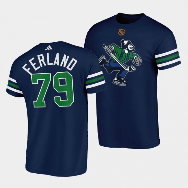 Vancouver Canucks Reverse Retro Micheal Ferland #79 Navy T-Shirt Johnny Canuck