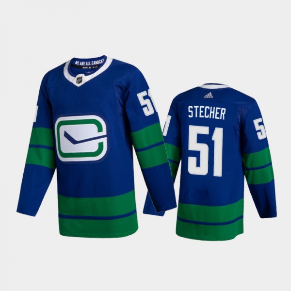 Vancouver Canucks Troy Stecher #51 Alternate Blue 2020-21 Authentic Player Jersey