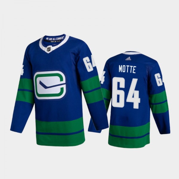Vancouver Canucks Tyler Motte #64 Alternate Blue 2020-21 Authentic Player Jersey