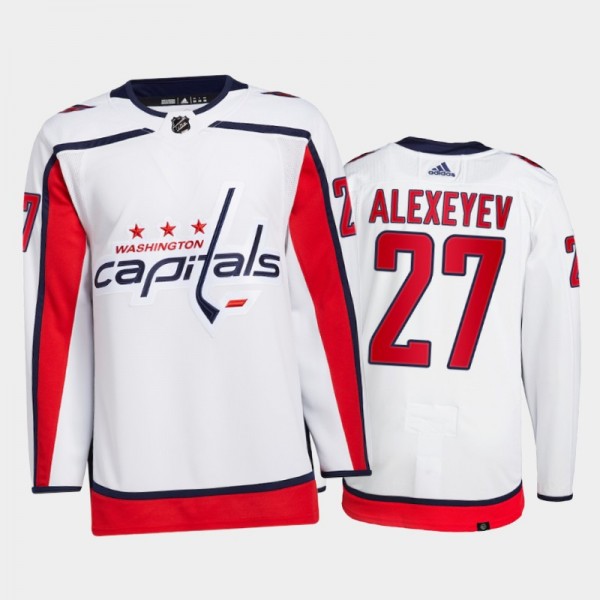 Alexander Alexeyev Washington Capitals Away Jersey 2021-22 White #27 Authentic Primegreen Uniform