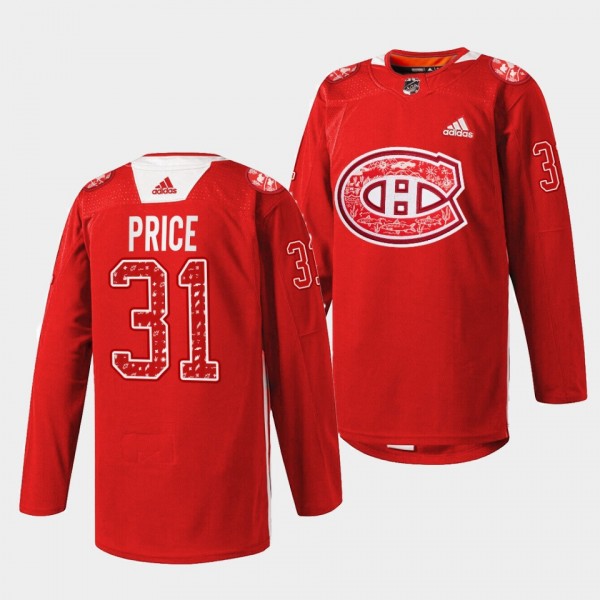 Indigenous Celebration Night Carey Price Montreal Canadiens Red #31 Warmup Jersey 2023