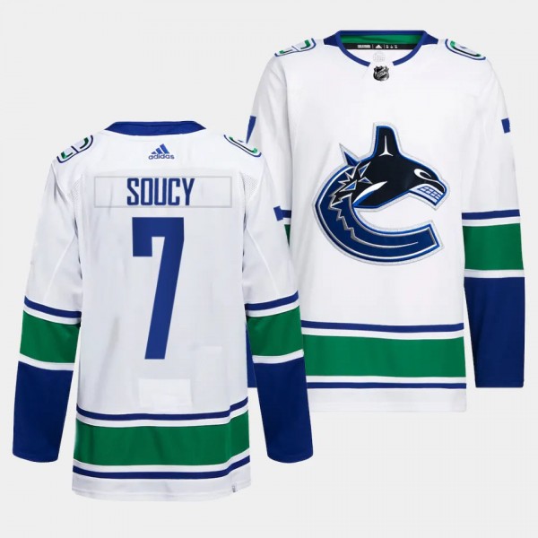 Vancouver Canucks Authentic Pro Carson Soucy #7 White Jersey Away