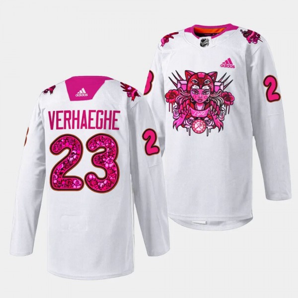 Pink in the Rink Carter Verhaeghe Florida Panthers White #23 Limited Jersey 2023