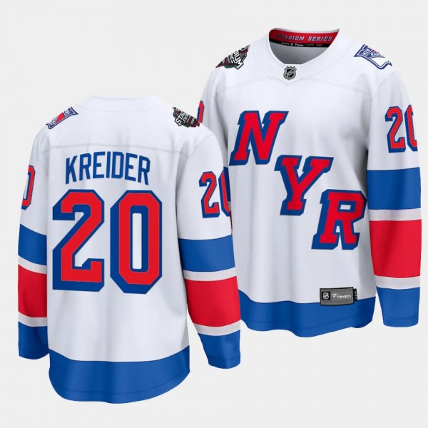 2024 NHL Stadium Series Chris Kreider Jersey New York Rangers White #20 Breakaway Player Men's