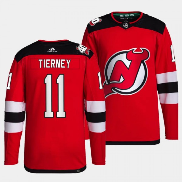 New Jersey Devils Primegreen Chris Tierney #11 Red Jersey Home