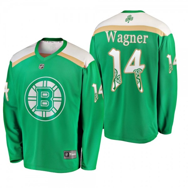 Boston Bruins Chris Wagner #14 2019 St. Patrick's Day Green Fanatics Branded Replica Jersey