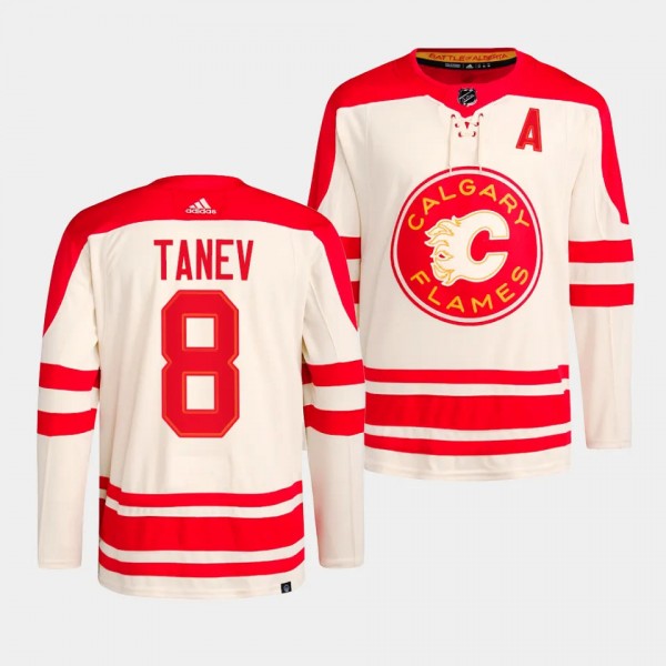Christopher Tanev Calgary Flames 2023 NHL Heritage Classic Cream #8 Primegreen Authentic Player Jersey Men's